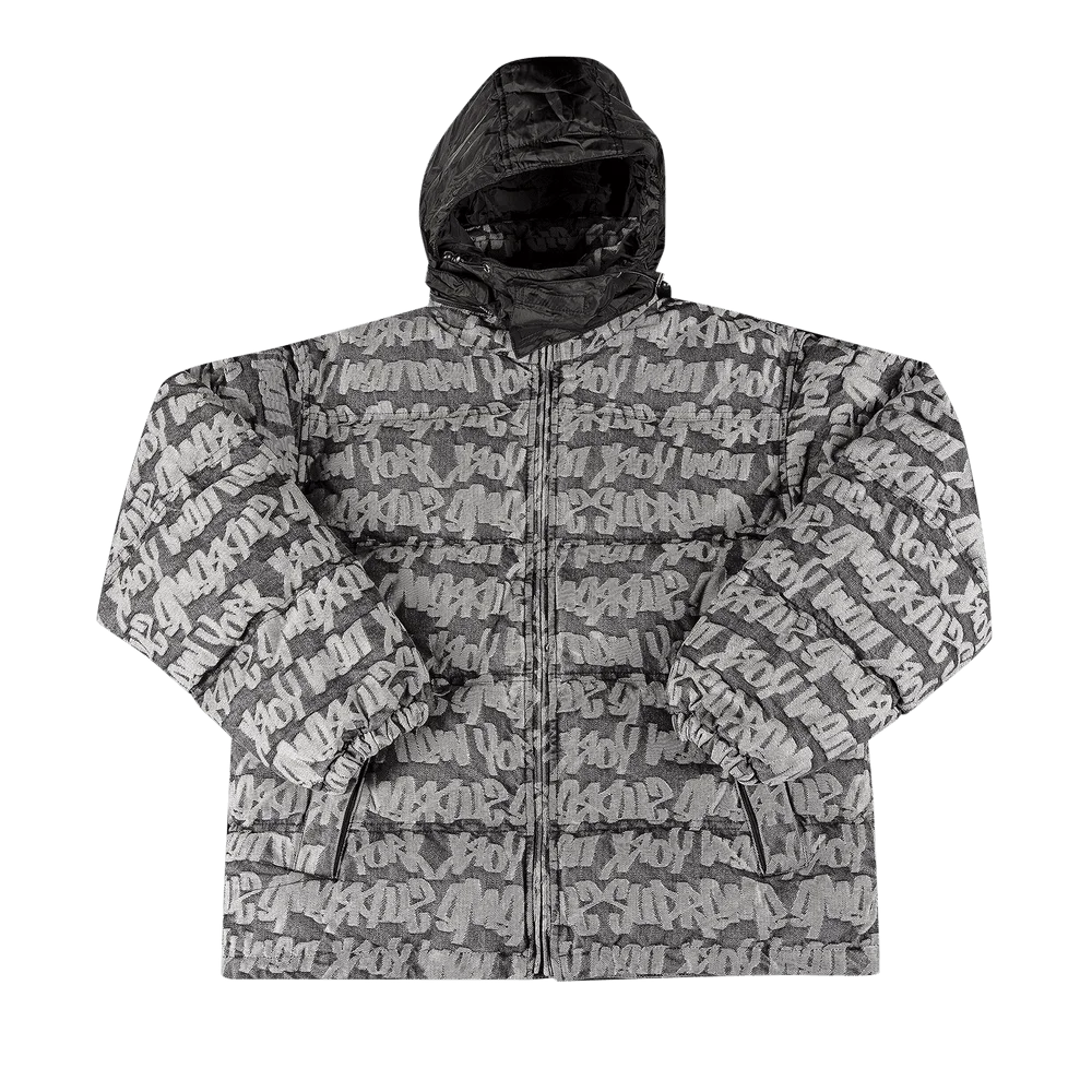 Supreme Fat Tip Jacquard Denim Puffer Jacket 'Black'
