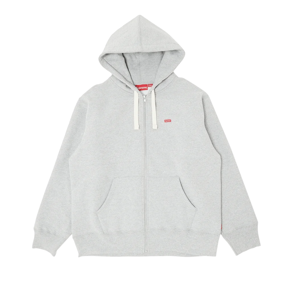 Supreme Small Box Drawcord Zip Up Hooded Sweatshirt 'Heather Grey'