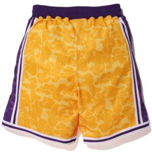 Купить баскетбольные шорты Bape x Mitchell & Ness Lakers ABC Basketball Authentic Shorts Yellow