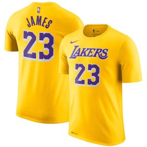 Заказать поиск футболки 2018-19 LeBron James Lakers Gold Icon Tee