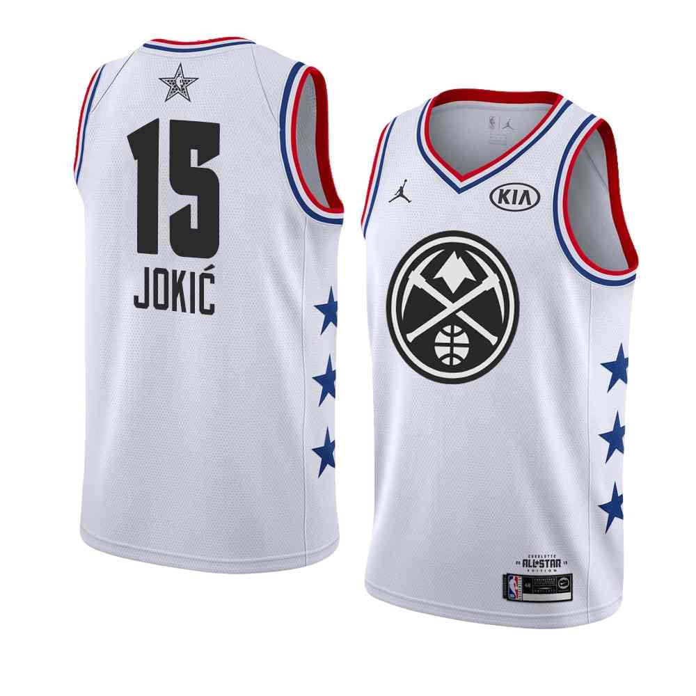 Заказать поиск джерси Nikola Jokic Nuggets #15 2019 All-Star White Jersey