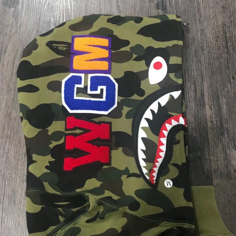 BAPE 1st Camo Shark Full Zip Hoodie Green