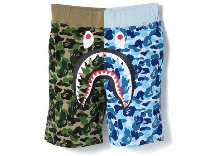 BAPE ABC Split Shark Shorts Green Blue