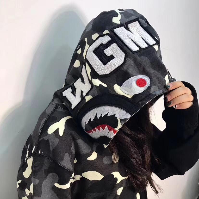 BAPE City Camo Half Shark Full Zip Hoodie Black