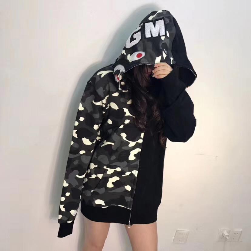 BAPE City Camo Half Shark Full Zip Hoodie Black