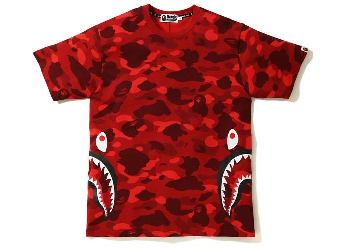 BAPE Color Camo Side Shark Tee Red