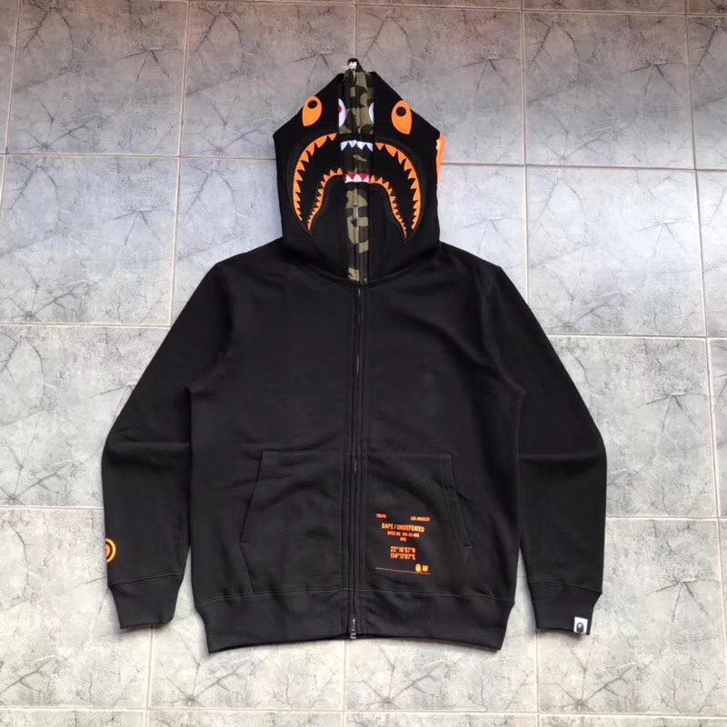 BAPE x Undefeated Double Shark Full Zip Hoodie Black