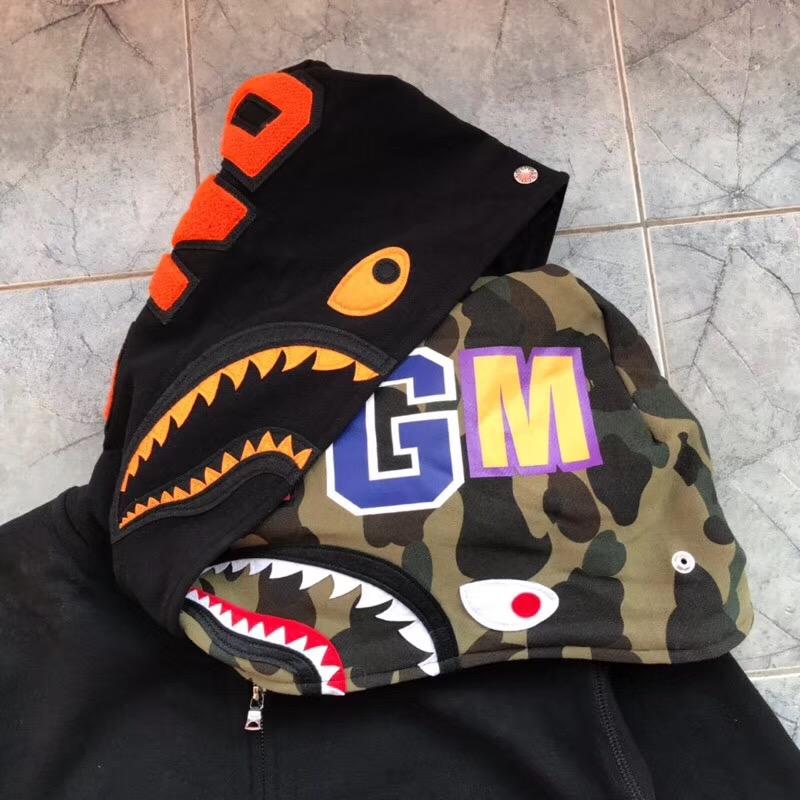 Bape x undefeated double shark full zip hoodie black sale