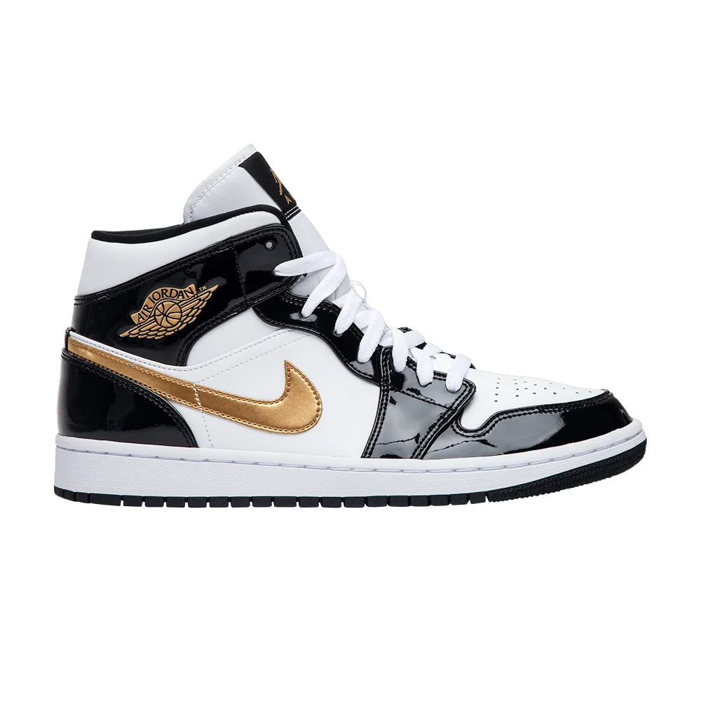 Кроссовки Air Jordan 1 Mid Patent SE 'Black Gold'