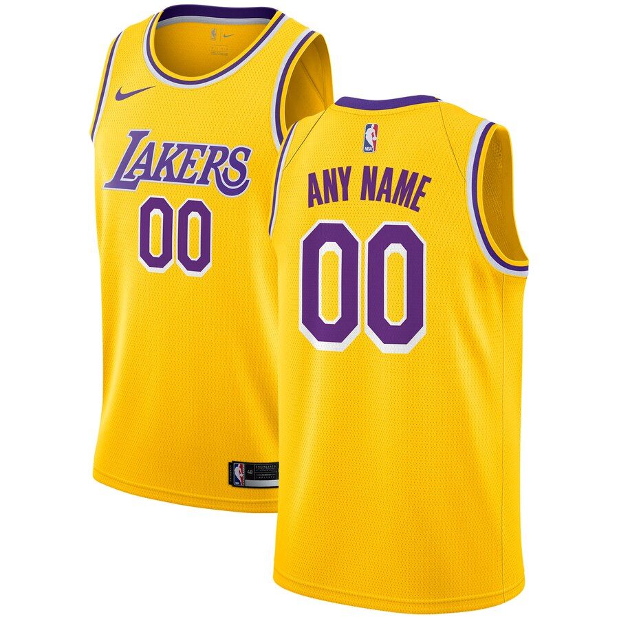 2019 20 Los Angeles Lakers Custom Swingman Gold Icon Edition