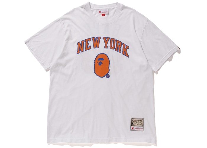 BAPE x Mitchell Ness Knicks Tee White