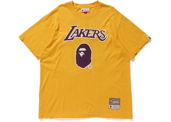 BAPE x Mitchell Ness Lakers Tee Yellow