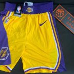 2019 20 NBA Los Angeles Lakers Yellow Icon Swingman Shorts 1