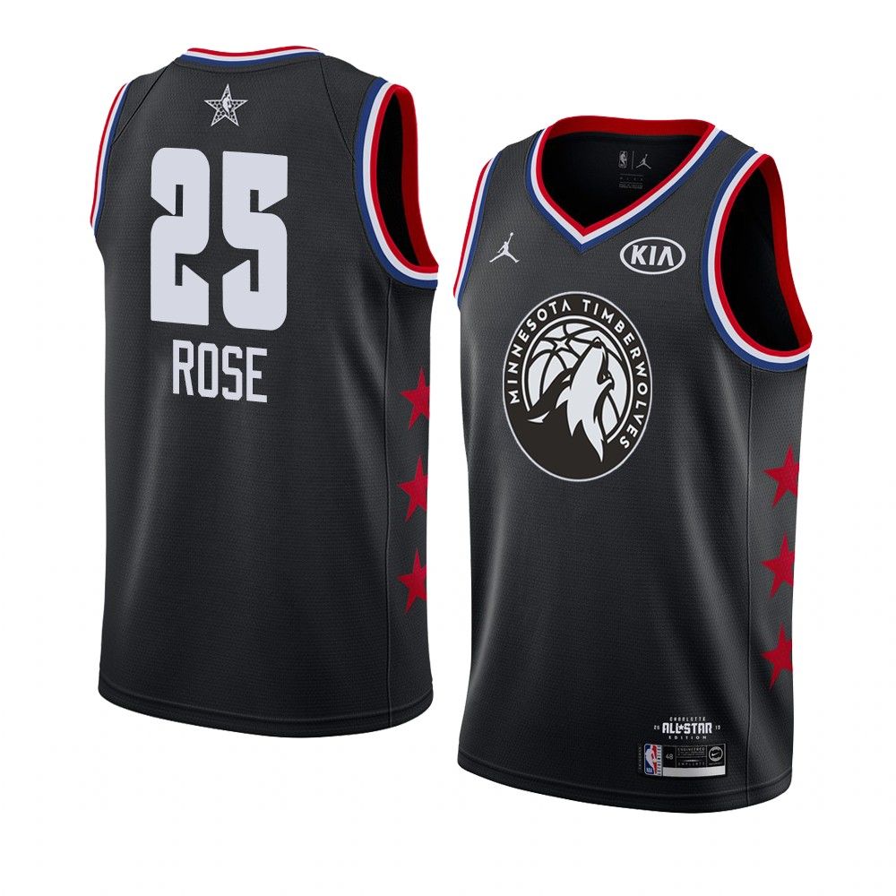 2019 NBA All Star Timberwolves Derrick Rose 25 Black Swingman Jersey