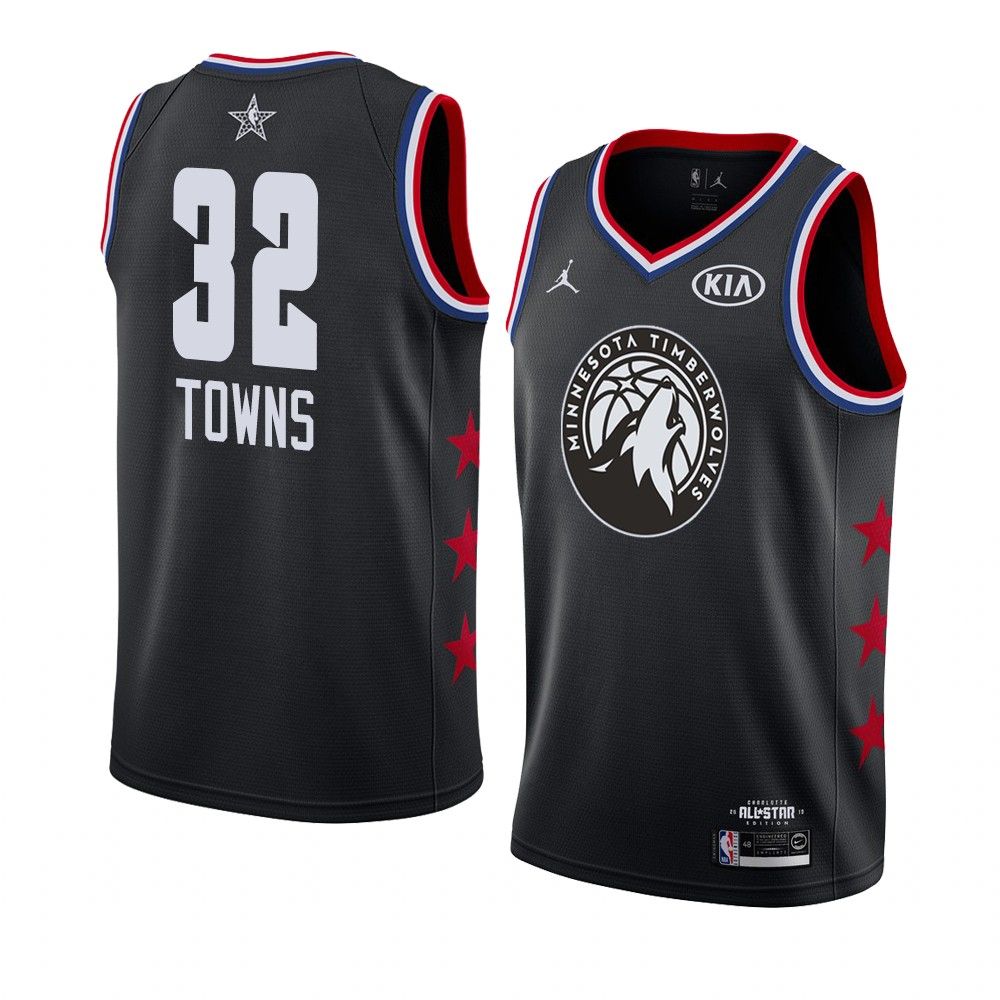 2019 NBA All Star Timberwolves Karl Anthony Towns 32 Black Swingman Jersey