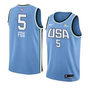 2019 Team World De'Aaron Fox #5 NBA Rising Star Blue Swingman