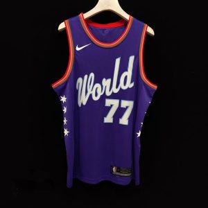 2020 Mavericks Luka Doncic #77 NBA Rising Star World Team Purple Jersey