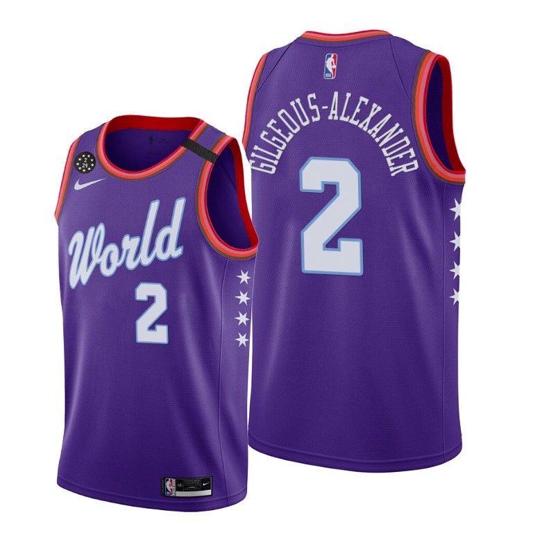 2020 OKC Shai Gilgeous Alexander 2 NBA Rising Star World Team Purple Jersey