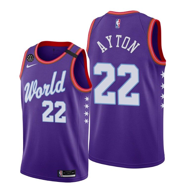 2020 Phoenix Suns Deandre Ayton 22 NBA Rising Star World Team Purple Jersey