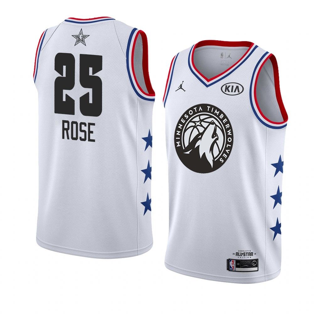 2019 NBA All-Star Timberwolves Derrick Rose #25 White Swingman Jersey