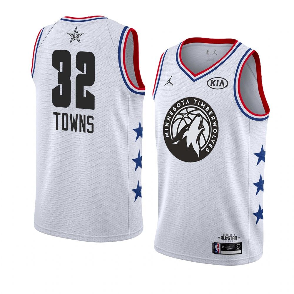 2019 NBA All Star Timberwolves Karl Anthony Towns 32 White Swingman Jersey