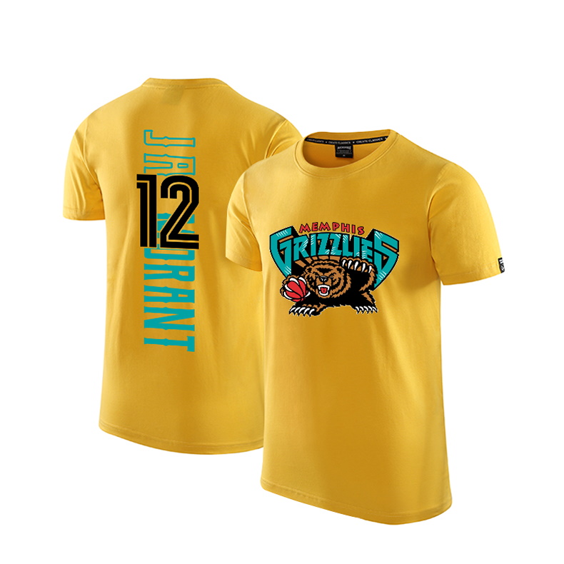2020 Grizzlies 12 Ja Morant Yellow T shirt 1