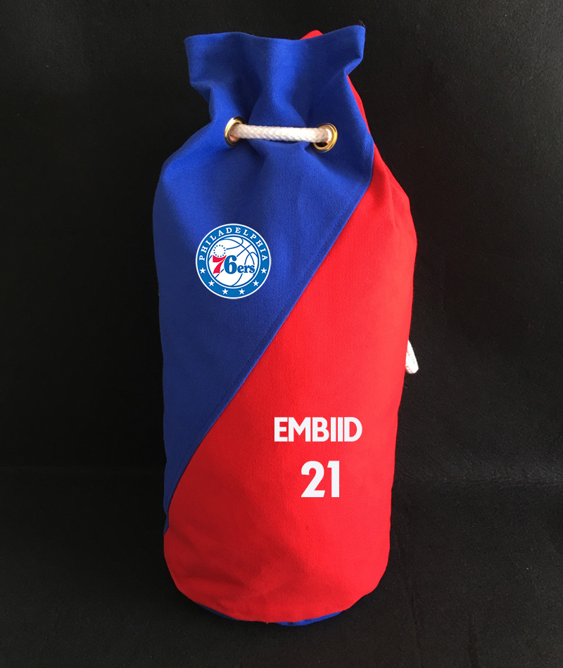 2020 Philadelphia 76ers Embiid 21 Red Blue Bag