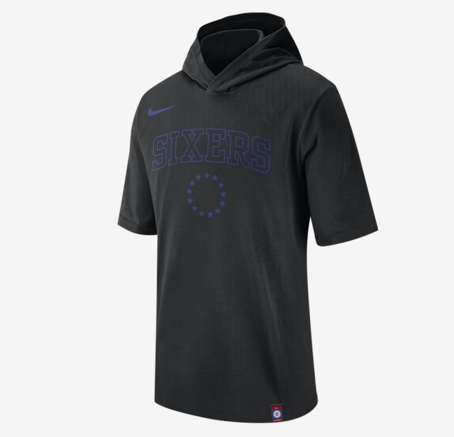 2020 Nike Mens NBA Sixers Hooded T Shirt