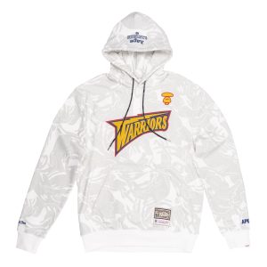 Aape x Mitchell Ness Golden State Warriors Hoodie White