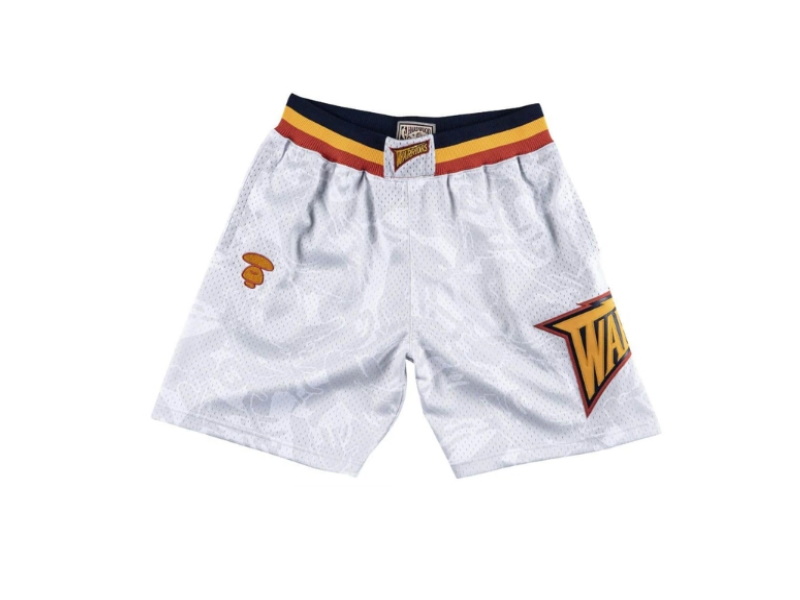 Aape x Mitchell Ness Golden State Warriors Shorts White
