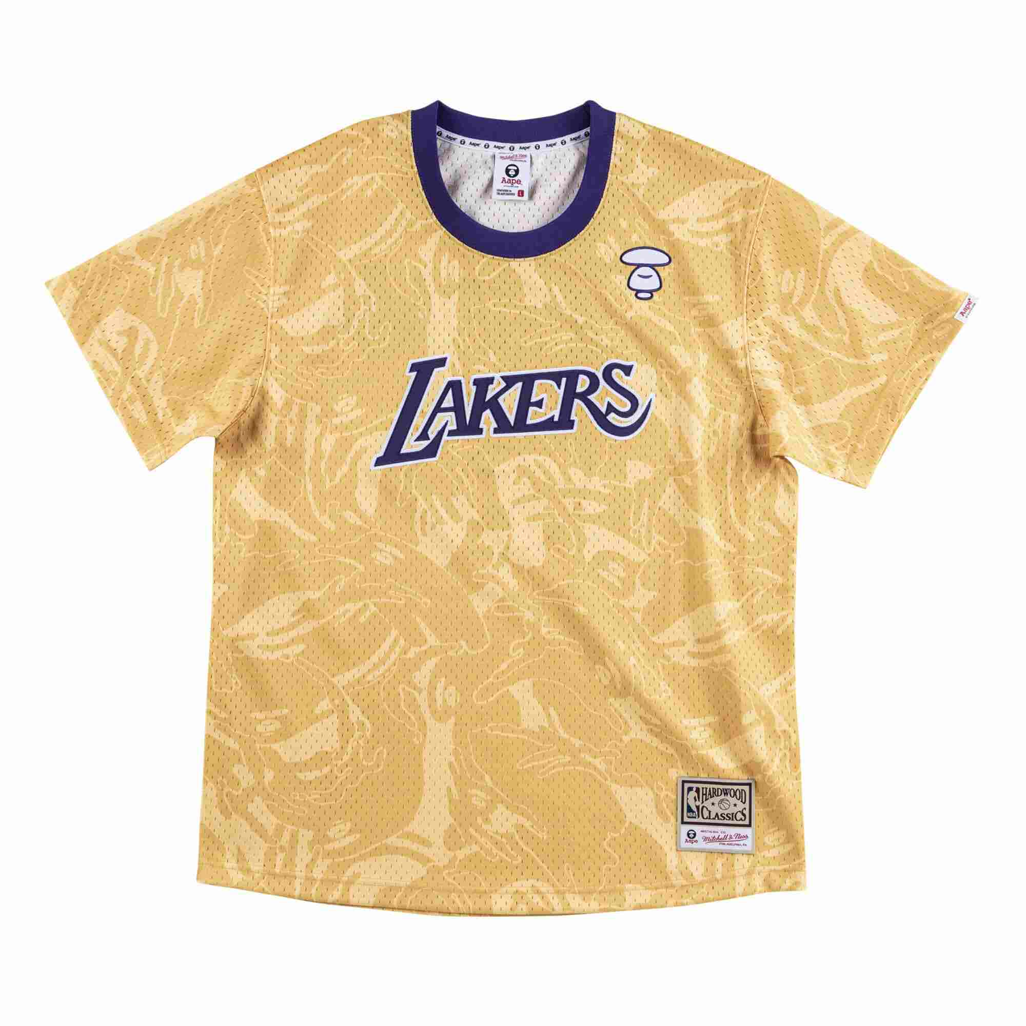 Aape x Mitchell Ness Los Angeles Lakers BP Jersey Gold 1