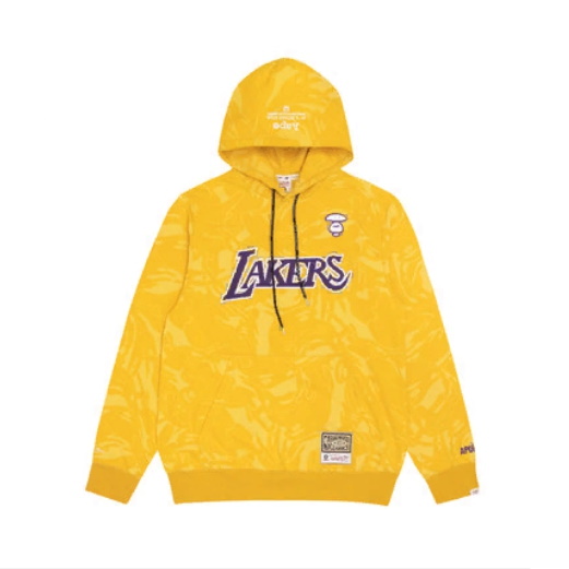 Aape x Mitchell Ness Los Angeles Lakers Hoodie Yellow
