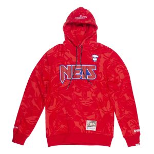 Aape x Mitchell Ness New Jersey Nets Hoodie Red