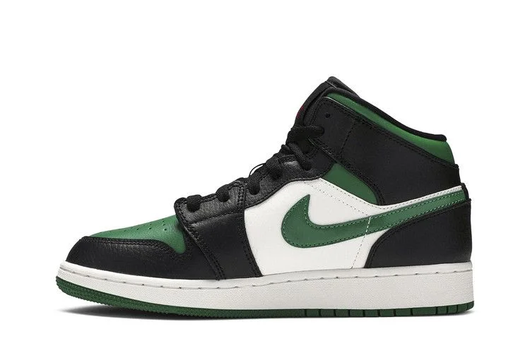 Кроссовки Air Jordan 1 Mid GS 'Black Pine Green'
