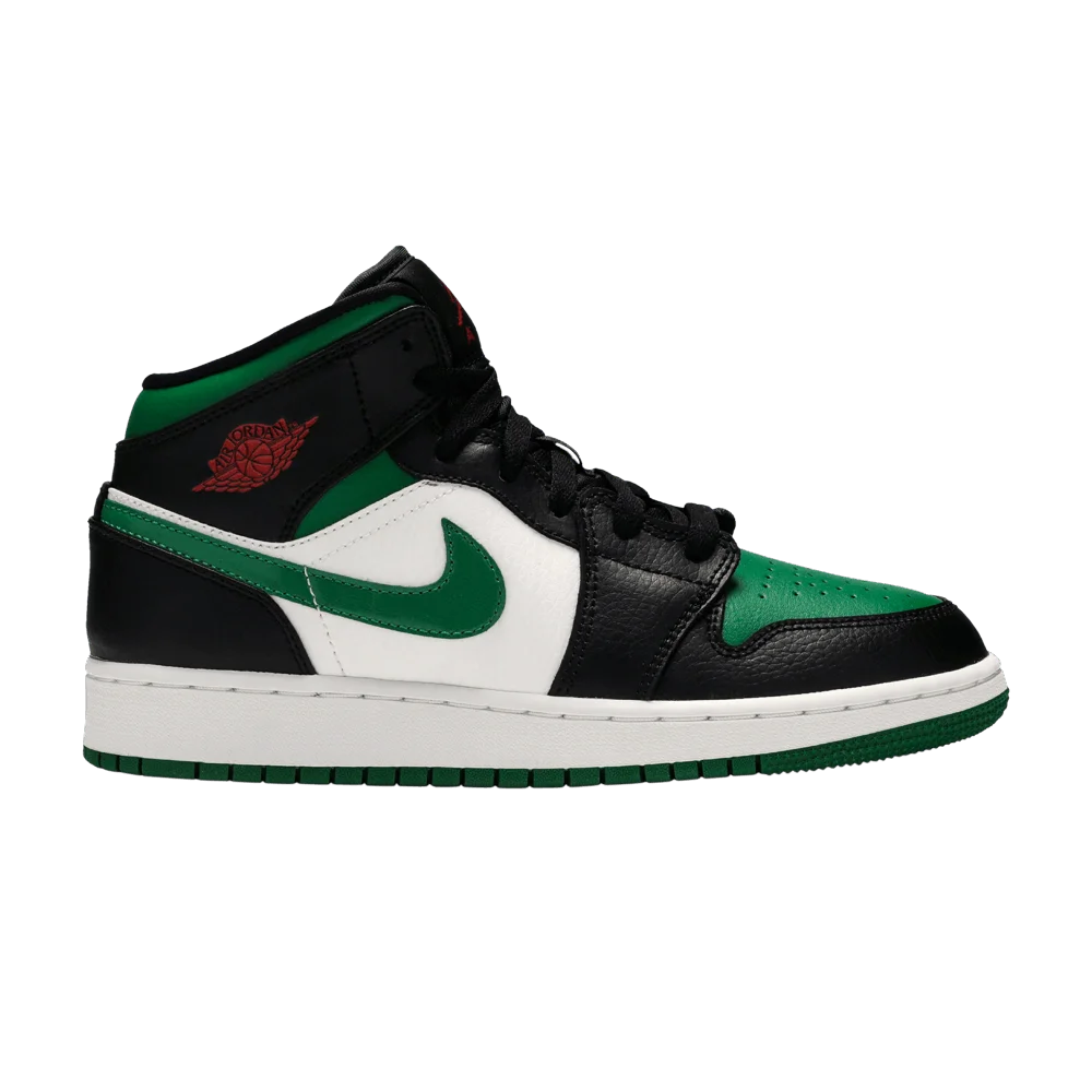 Кроссовки Air Jordan 1 Mid GS 'Black Pine Green'