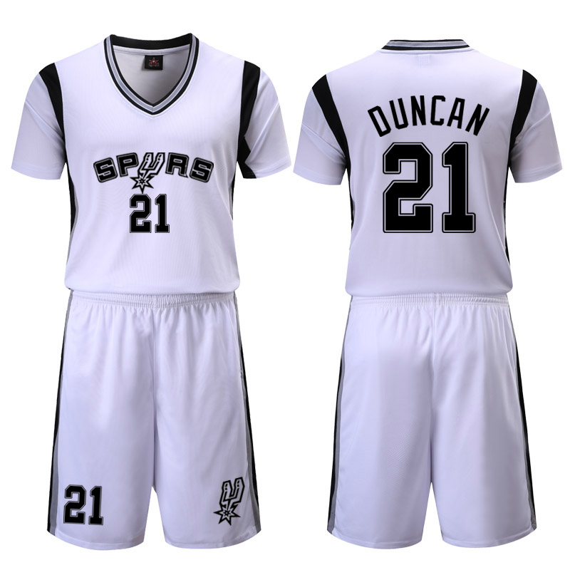 San Antonio Spurs White 21 Duncan Uniform