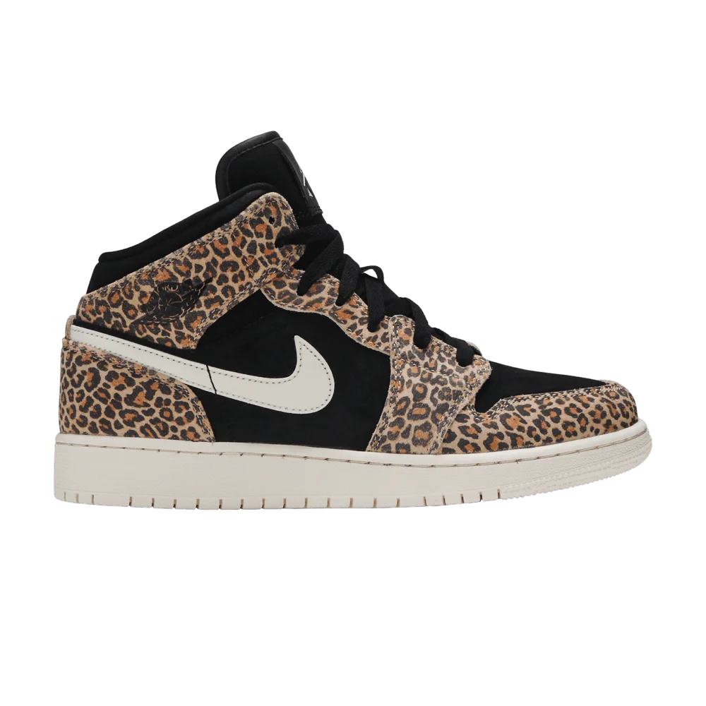 Кроссовки Air Jordan 1 Mid SE GS 'Leopard'