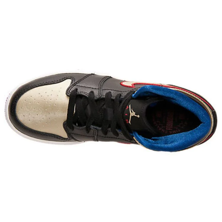 Кроссовки Air Jordan 1 Retro Mid GS 'Bred Metallic Gold'