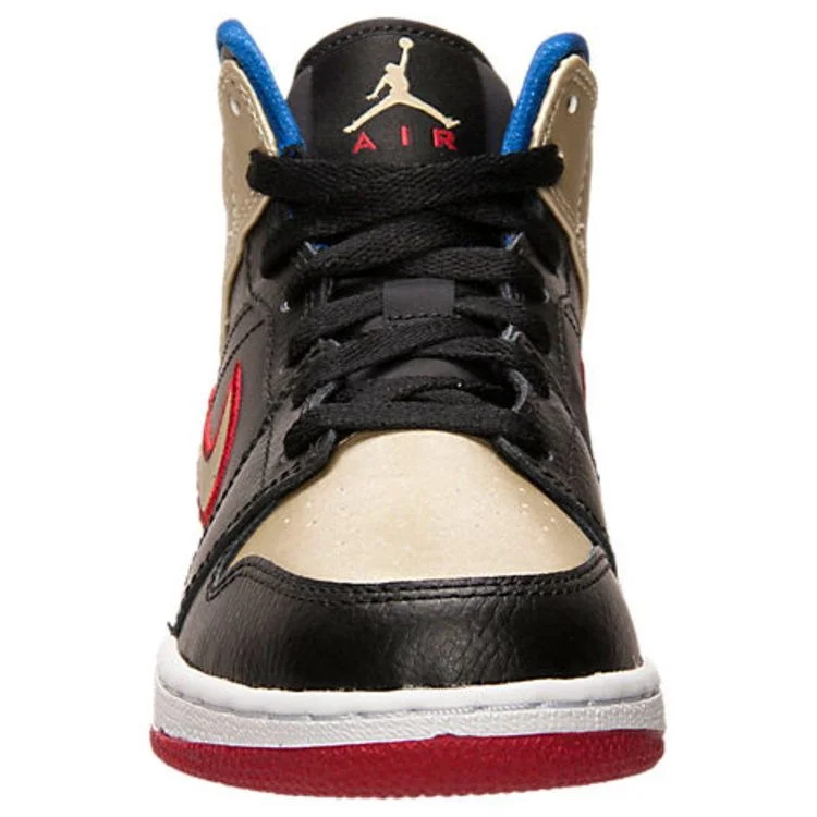 Кроссовки Air Jordan 1 Retro Mid GS 'Bred Metallic Gold'
