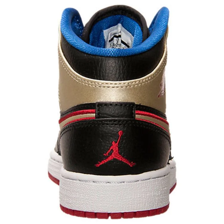 Кроссовки Air Jordan 1 Retro Mid GS 'Bred Metallic Gold'