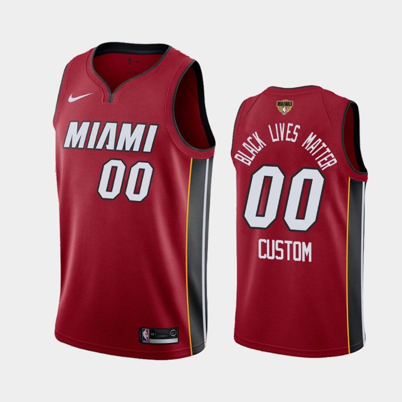 2020 NBA Finals Bound Miami Heat Custom 00 Red BLM Statement