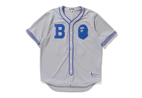 BAPE Majestic Baseball Shirt Shirt Gray
