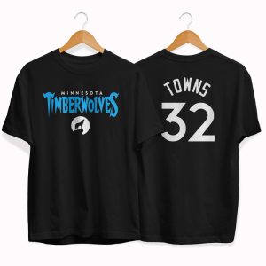 Timberwolves 32 Towns black tee by slamdunk