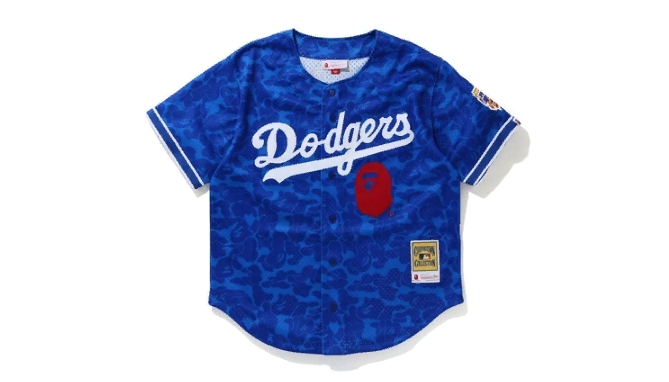 BAPE x Mitchell Ness Dodgers Jersey Blue