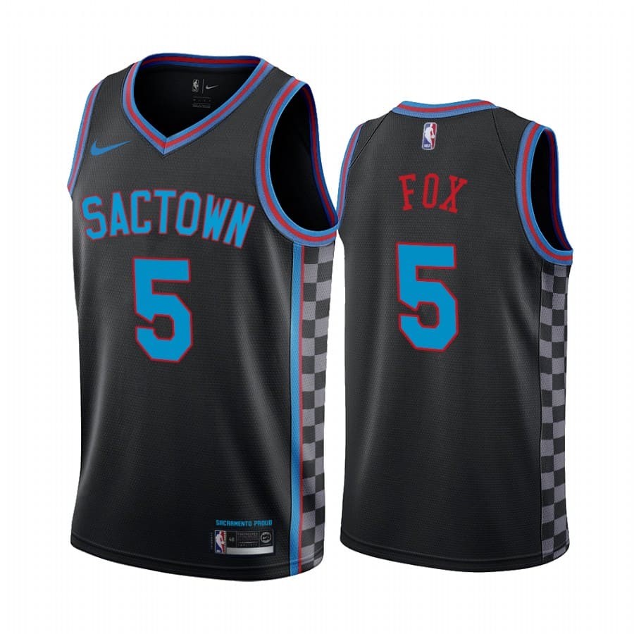 kings deaaron fox black city edition sactown jersey 1