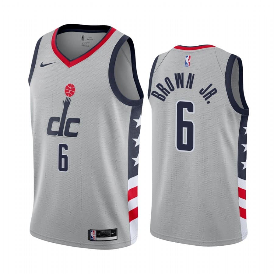 troy brown jr. wizards gray city edition 2020 21 jersey