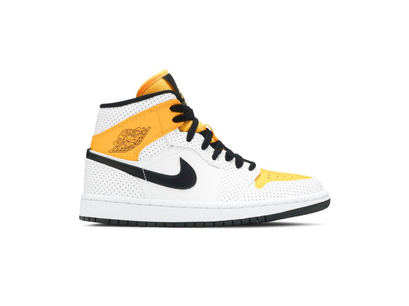 Wmns Air Jordan 1 Mid Perforated White University Gold