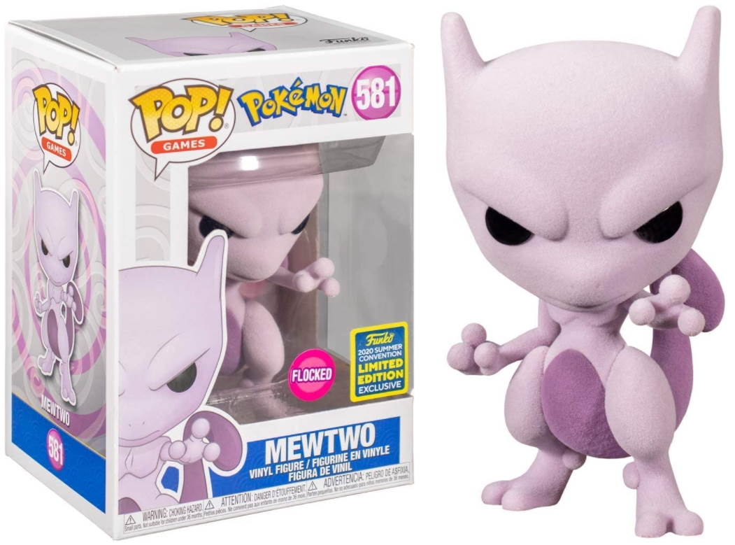 Funko Pop Games Pokemon Mewtwo Flocked Summer Convention Exclusive Figure 581 1