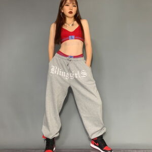 2020 Blinggirls Hip hop Style Sweatpants Grey Black 1
