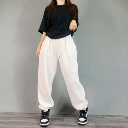 2020 Hip hop Style Sweatpants Monochromatic White Black 1